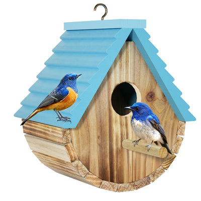 Bird House, Auslar Wooden Bird Houses for Outside, Birdhouse for Outdoors, Hanging Bluebird House for Cardinals Finch Wren Swallow for Garden Viewing