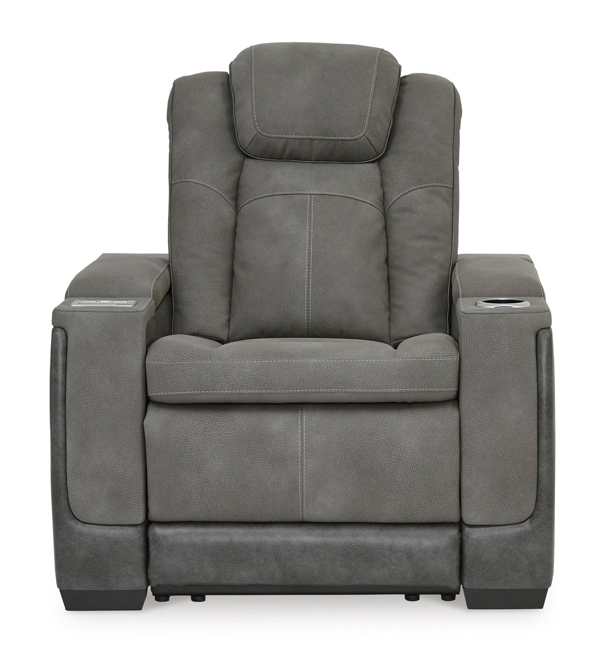Signature Design by Ashley Next-Gen DuraPella Modern Faux Leather Power Recliner with Adjustable Headrest, Gray Signature Design by Ashley