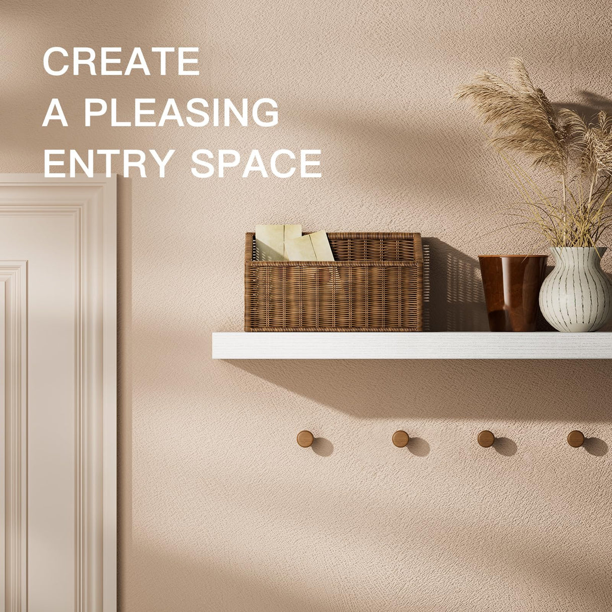 Amada HOMEFURNISHING Floating Shelves Large, 24 x 7 Inch Wall Shelves for Bathroom, Bedroom, Kitchen, Shelves for Wall Decor Set of 2, White - AMFS06 AMADA HOMEFURNISHING