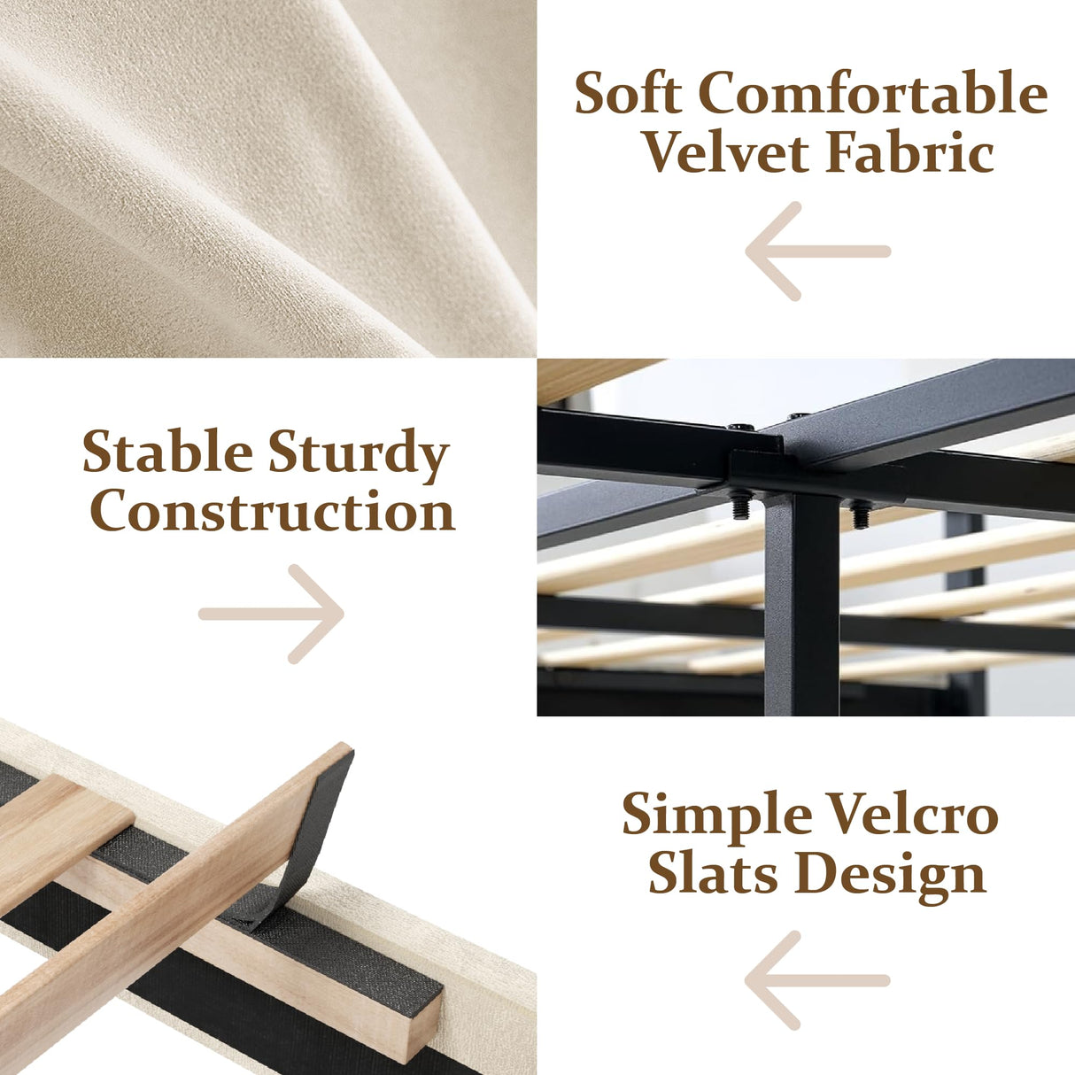 CXVX King Size Bed Frame with Upholstered Headboard, Button Tufted Design, Strong Wooden Slats, No Box Spring Needed, Easy Assembly, Noise Free CXVX