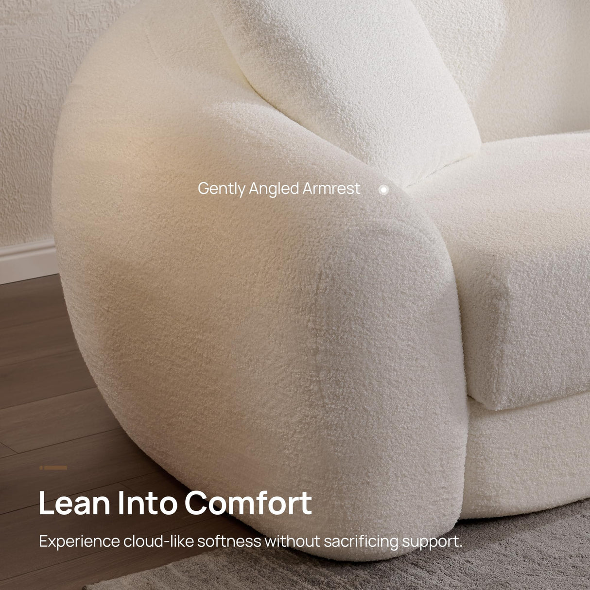 SICOTAS 90.6" Curved Convertible Sofa Couch Bed for Living Room Futon Cloud Boneless Sleeper Sofa Pull Out Floor Couch with Deep Seat Modern 3 Seater Foam Bed No Assembly for Bedroom Apartment, White SICOTAS