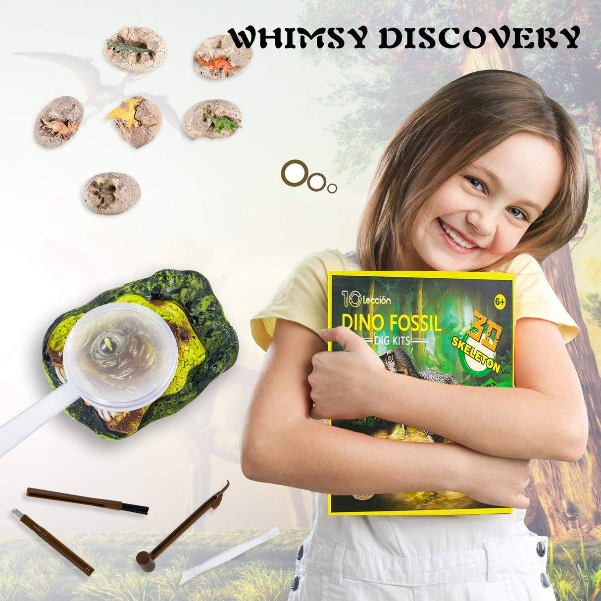 Dinosaur Fossil Digging Kit for Kids, Eggs Excavation Dig Kit, Toys for Kids 5-7 8-12, Great Birthday for Boys and Girls 10Leccion