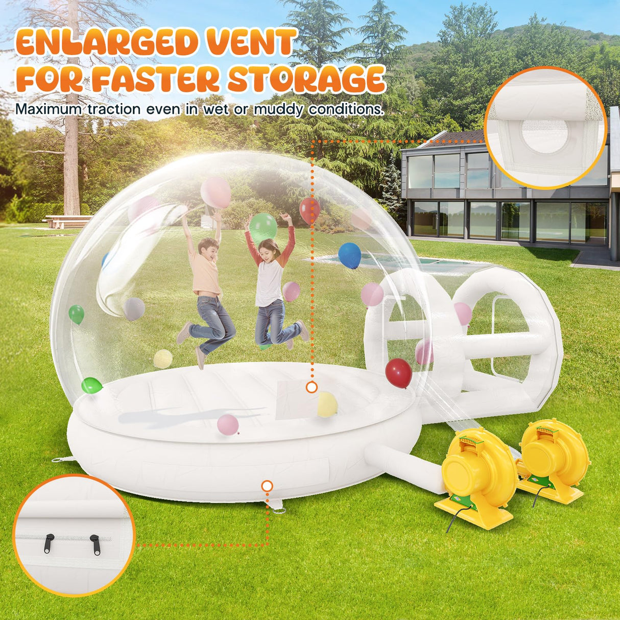 Albott 13FT Inflatabla Bubble Bounce House, Bubble House Inflatable Dome with 750W and 550W Air Blowers for Birthday Parties, Wedding and Gender Revealing Albott