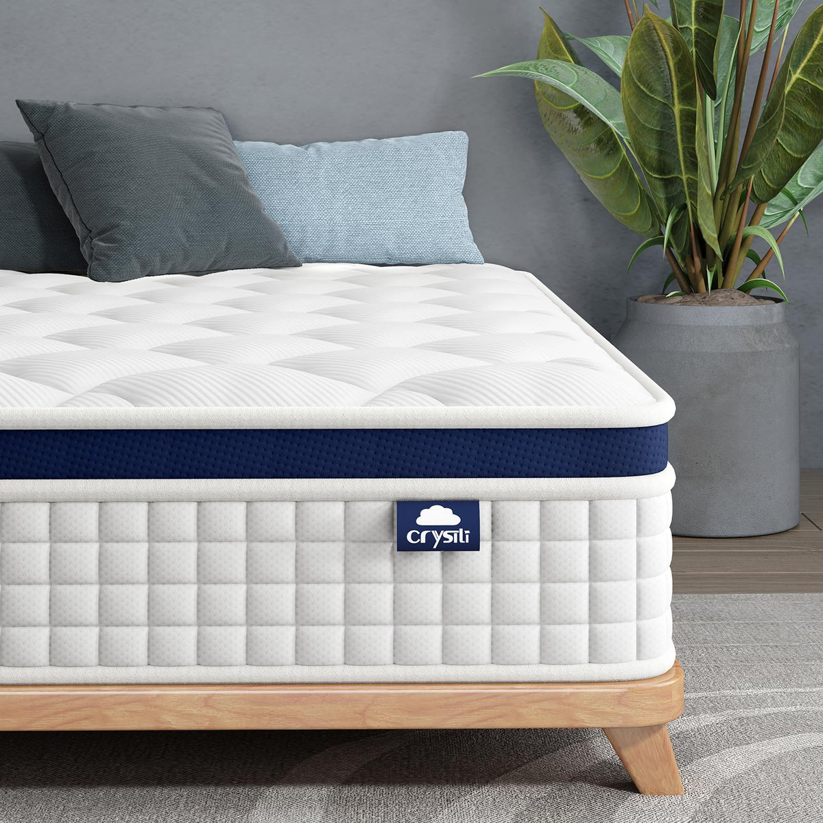 Crystli Full Size Mattress 14 Inch Memory Foam Hybrid Mattress Bed in A Box with Zero Pressure Foam, Innerspring Mattresses for Pressure Relief, Motion Isolation, Medium Firm, CertiPUR-US Certified Crystli