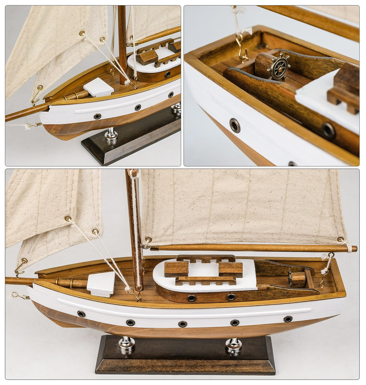 SAILINGSTORY Wooden Sailboat Decor Sail Boat Model Ship Sailing Yacht for Home Decoration Wood Color HOME DECOR SAILINGSTORY