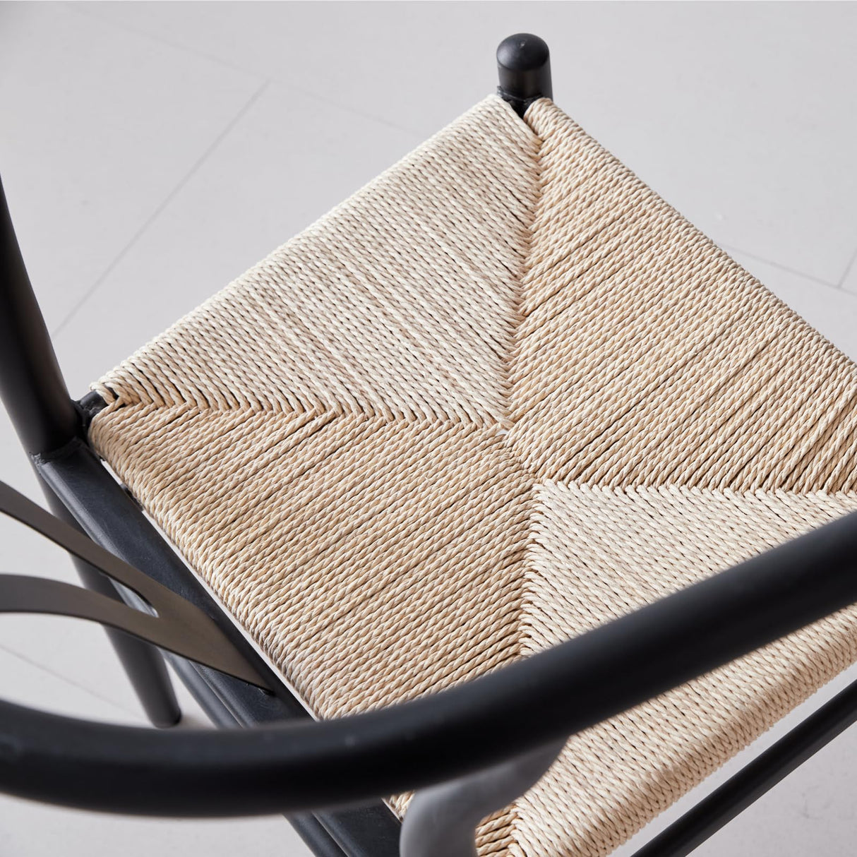 Lecafur HL Wishbone Dining Chairs Set of 6 Metal Mid Century Modern Weave Kitchen Chairs, Black Finish Lecafur HL