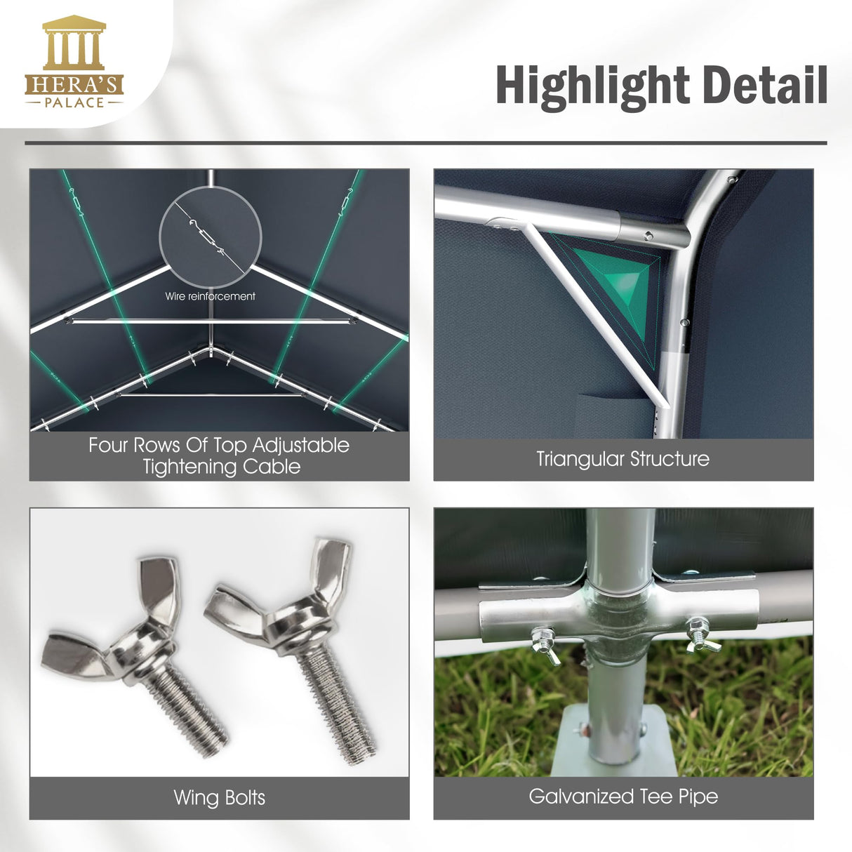 HERA'S PALACE 13x22 ft Heavy Duty Carport Portable Canopy Storage Shelter Shed with Metal Frame and Divider Curtain All-Season Tarp for Car Boat Truck Motorcycle HERA'S PALACE