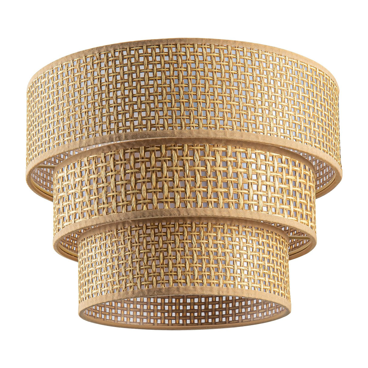 Mateyrie Rattan Lamp Shades for Floor Lamps Pendant Light Hanging Lamp Replacement, 3-Tier Drum Lamp Shade with Rattan Woven for Living Room Dining Hall Way Bedroom (Khaki) Mateyrie