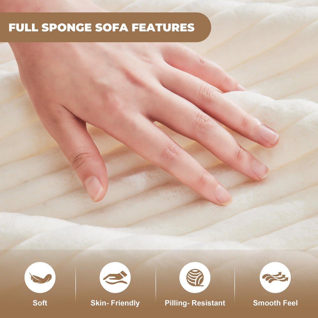 Mangodan Cloud Sectional Couch, Modular Sectional Sofa for Living Room, Boneless Sofa with Deep Seat, Fluffy Comfy Couch with L-Shaped Chaise, No Assembly Required, Beige Mangodan