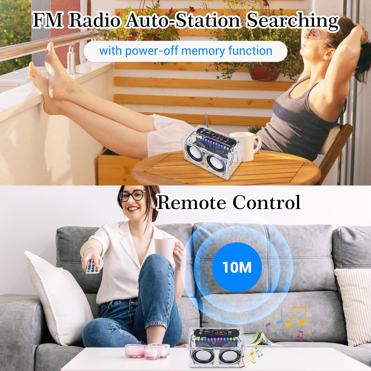 BANRIA DIY Bluetooth-Compatible Speaker Kit,Recording Function FM Radio Soldering Practice Kit with LED Spectrum,TF/AUX/Bluetooth/USB Support,Remote Control Soldering Project for Indoor/Outdoor Use BANRIA