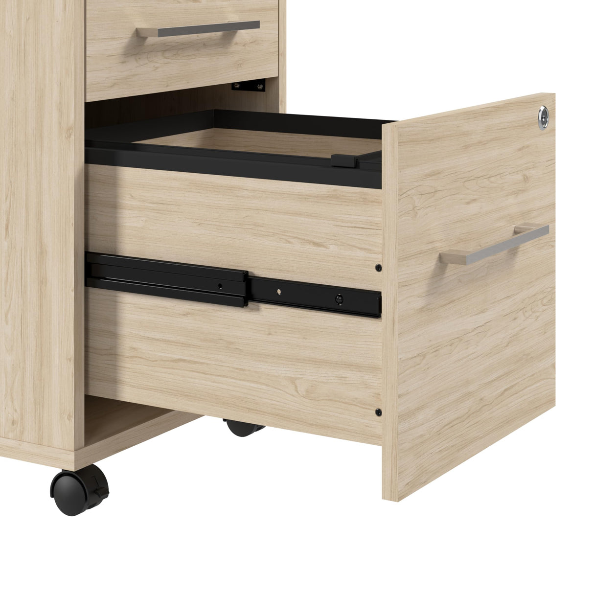 Bush Business Furniture Hustle Office Storage Cabinet with Wheels in Natural Elm, Mobile Organization Unit for Home and Professional Workspace Bush Business Furniture