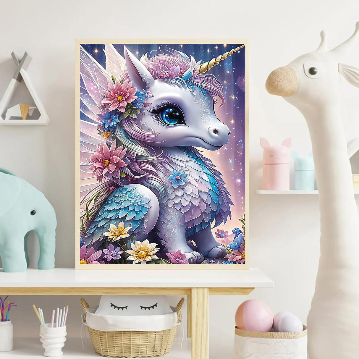 igoodom Diamond Art Kits for Adults, Unicorn Diamond Art Kits, Full Drill Round Unicorn Diamond Painting Kits, DIY Gem Art and Crafts for Home Wall Decor Gift 12x16inch igoodom