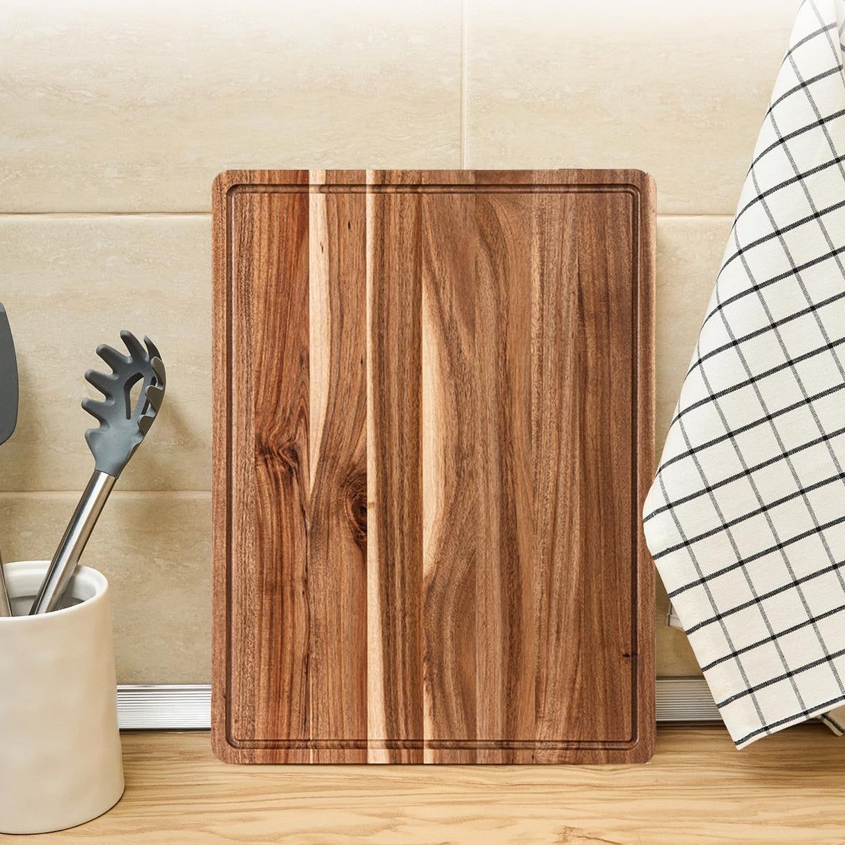 Extra Large Wood Cutting Board for Kitchen, 24" x 18" Acacia Wood Large Butcher Block Cutting Board with Juice Groove, Thick Wooden Chooping Board Carving Board for Meat Turkey Vegetables GAOMON