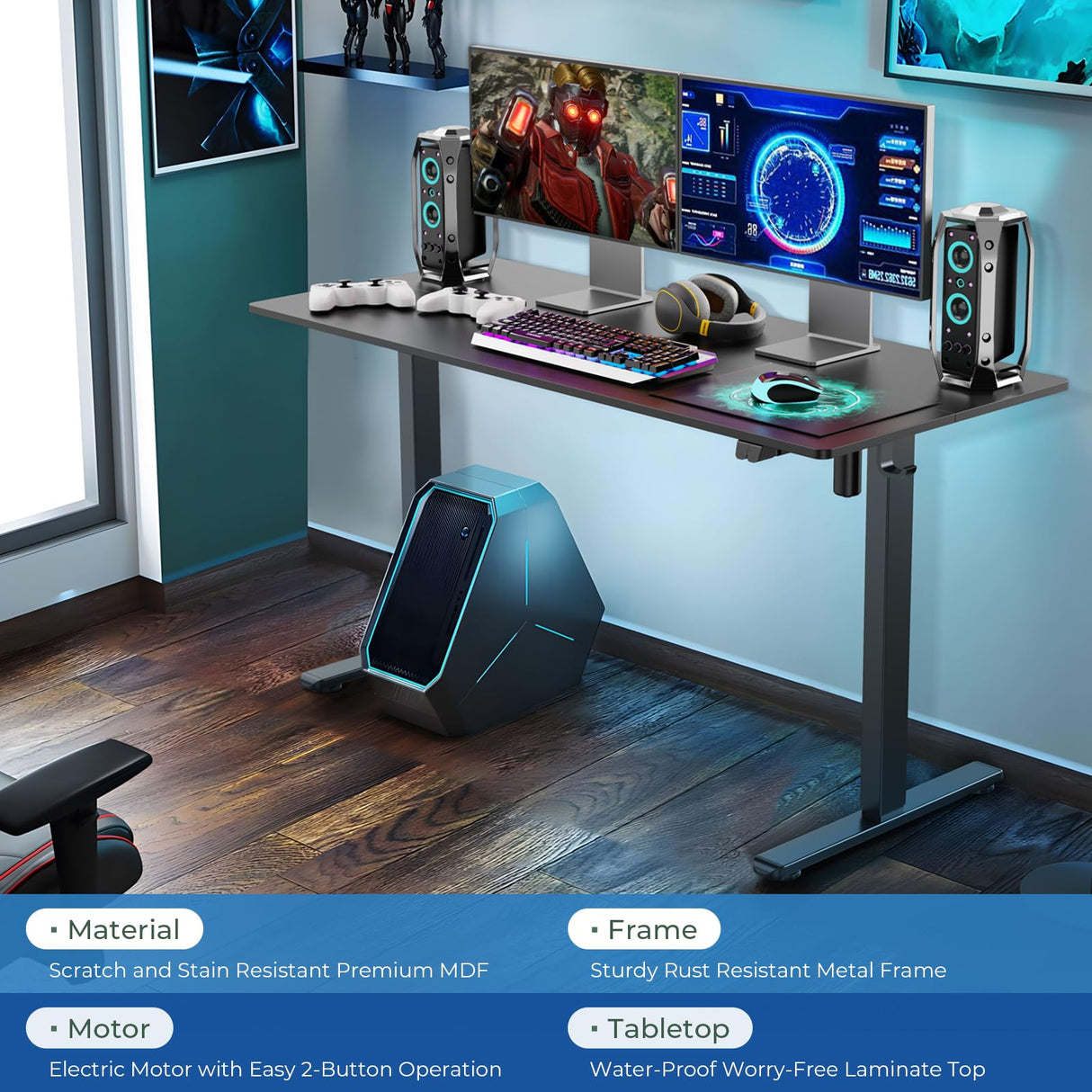 Our Modern Space Height Adjustable 40" Electric Standing Desk - Upgraded Ultra Durable Home Office Large Rectangular Computer Table or Laptop Sit Stand Workstation - 40 x 24 Inch Our Modern Space