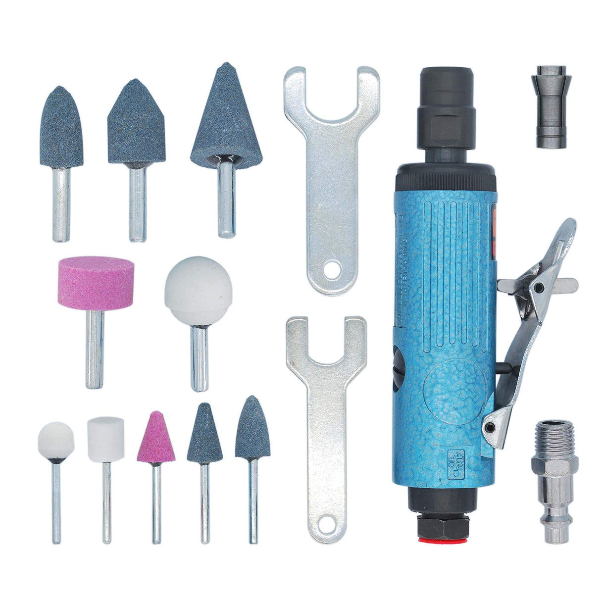 Air Die Grinder Kit With 1/4 and 1/8 inch Collets, Pneumatic Grinder Include 10 Pcs Die Grinder Attachments, Air Grinder Tool 25000 RPM By Bowd BOWD