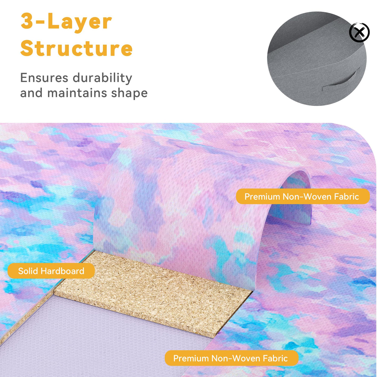 DWVO Dresser with 4 Drawers - Storage Tower Unit, Dresser for Bedroom, Living Room, Closets - Sturdy Steel Frame, Wooden Top & Easy Pull Fabric Bins, Purple DWVO