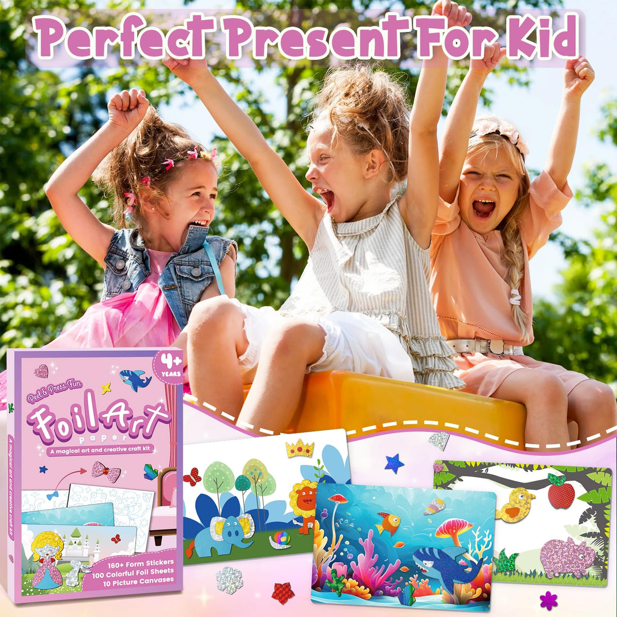 Foil Art Kit for Kids - Foil Art Crafts Princess Animals DIY Toy Set No Mess Craft Toys for Kids Activity Kits for Ages 4 5 6 7 8 9 Girls and Boys Travel Toys Christmas Birthday Easter Gifts Diteryy