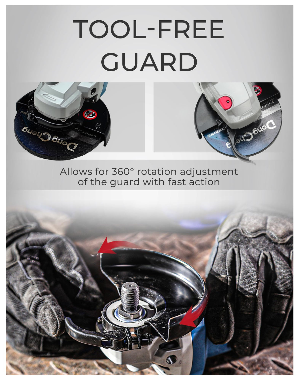 DongCheng 9.2 Amp Power Angle Grinders, 4-1/2 in., 11800RPM, Tool-Free Guard, Electric Metal Grinder Tool, Small Corded Angle Grinder, Paddle Switch, Shockproof Handle for Cutting, Grinding, Polishing Dong Cheng