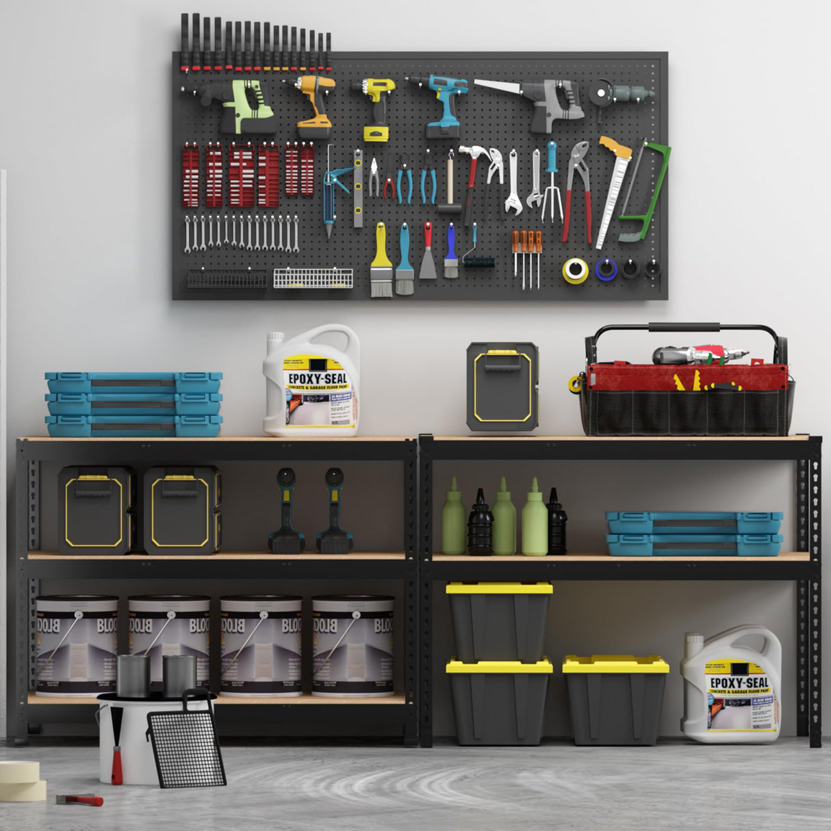 PrimeZone 2 Pack Storage Shelves 48" x 24" x 72" - 5 Tier Heavy Duty Adjustable Garage Storage Shelving, Metal Storage Utility Rack Shelf Unit for Warehouse Pantry Closet Kitchen, Black PrimeZone