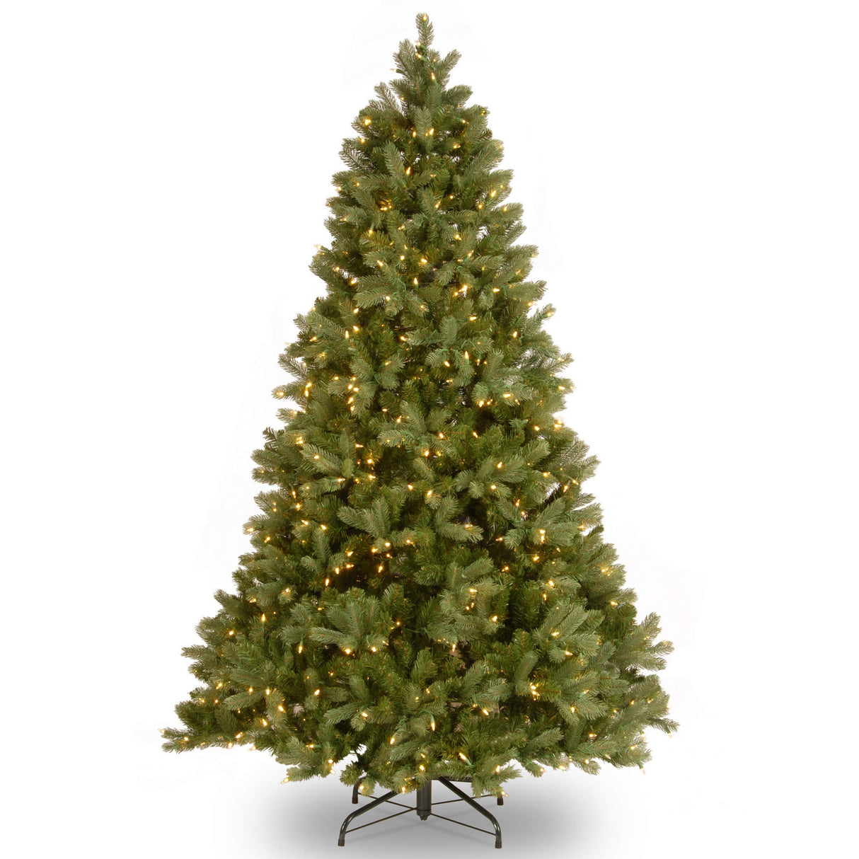 National Tree Company Pre-lit 'Feel Real' Artificial Full Downswept Christmas Tree, Green, Douglas Fir, White Lights, Includes Stand, 7 feet National Tree Company