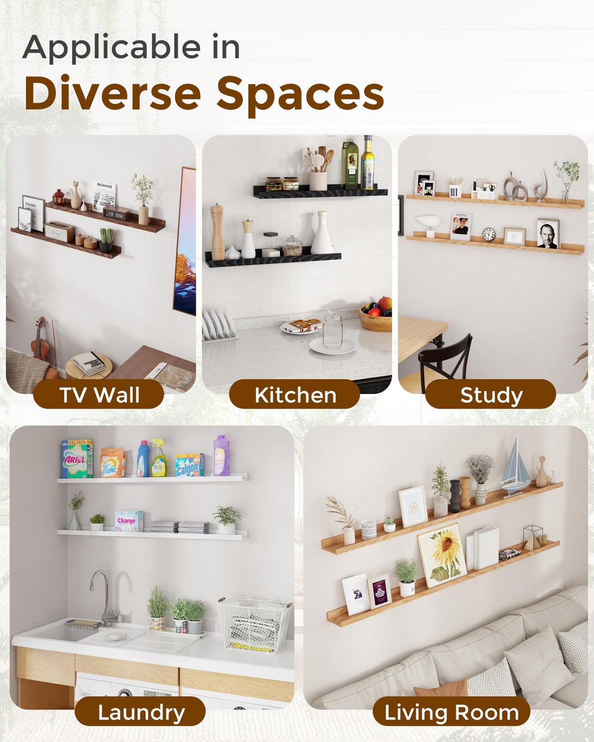 Axeman Oak Floating Shelves 71 Inch Picture Ledge Shelf Set of 2, Solid Wood Shelves with Lip for Wall Decor Storage Bedroom Living Room Bathroom Kitchen, Natural Oak Axeman