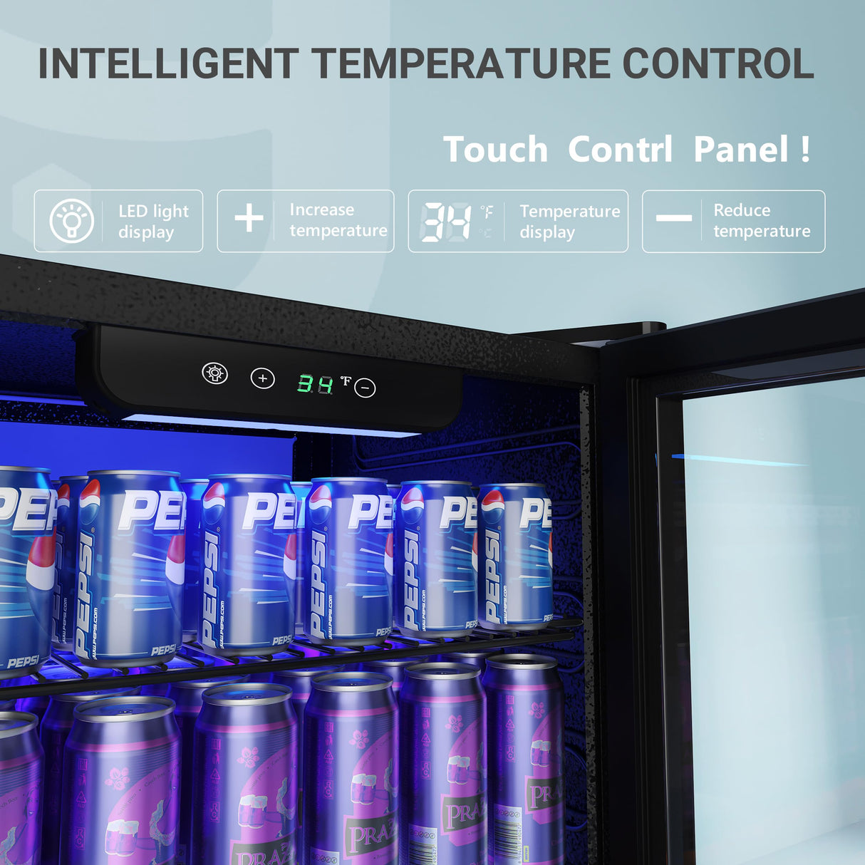 EUHOMY Beverage Refrigerator and Cooler, 126 Can Mini fridge with Glass Door, Small Refrigerator with Adjustable Shelves for Soda Beer or Wine, Perfect for Home/Bar/Office, Silver EUHOMY