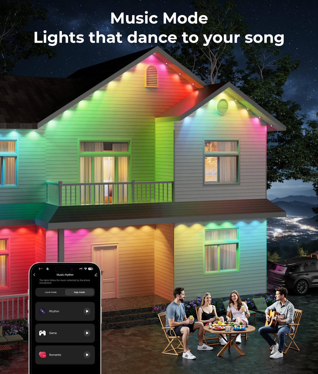 DeckTok Smart Permanent Outdoor Lights Pro, 100ft RGBWW and 60LM Triple-LED Lights, Outdoor Christmas Decorations with 79 Scene Modes, IP67 Waterproof Work with Alexa, Google Assistant, White DeckTok