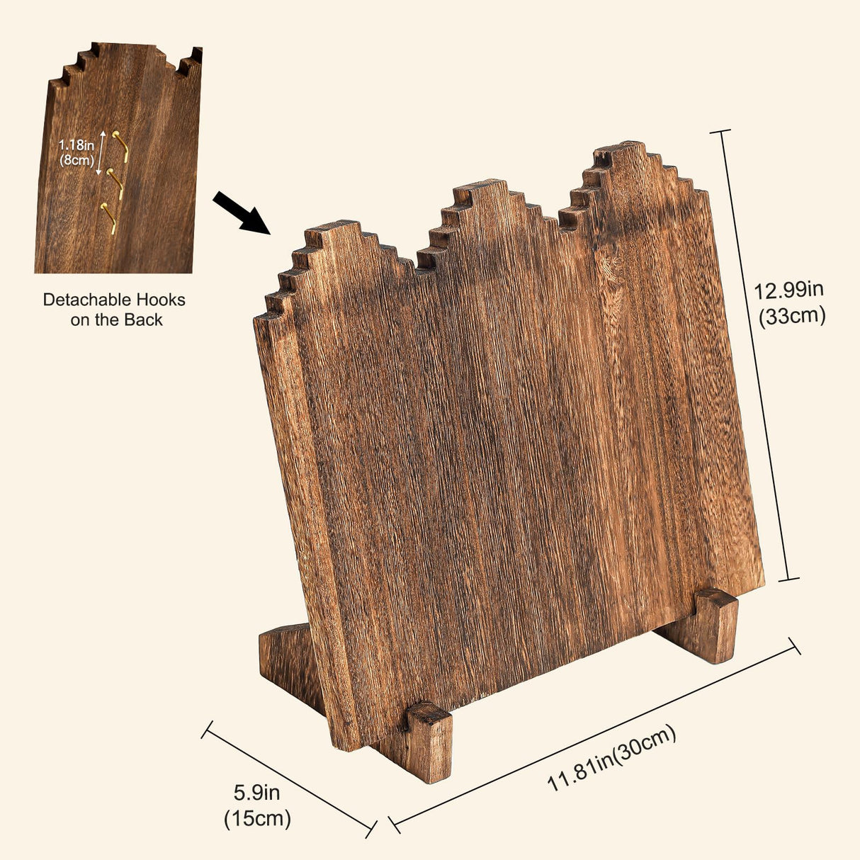 Lolalet Wooden Necklace Display Stands for Selling, Freestanding Multiple Necklaces Stands and Displays for Vendors, Jewelry Displays Holders for Craft Show -1 Pack, Oak Lolalet