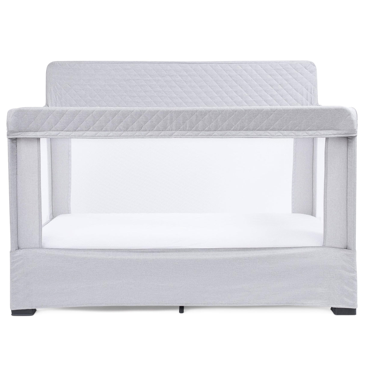 Baby Delight Lunaire Full Size Crib & Playard | Breathable Mesh Baby Crib | Tool-Free Assembly Baby Bed | Pebble Grey Baby Delight