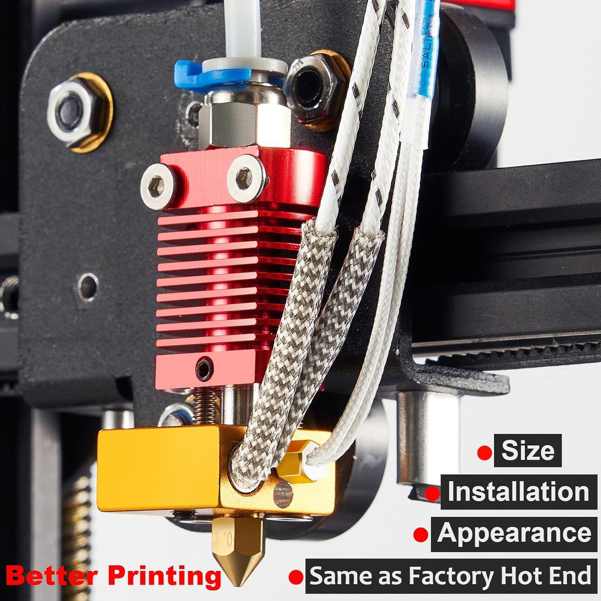 5Aplusreprap Ender 3 Hotend Upgrade: M3 Stud Thermistor,Fast Replaced, Compatible for Creality Ender 3 V2/Pro,CR-10 J-Head Hotend Replacement, Assembled Extruder 3D Printer Hot end Kit 24V 40W SAPLUSREPRAP