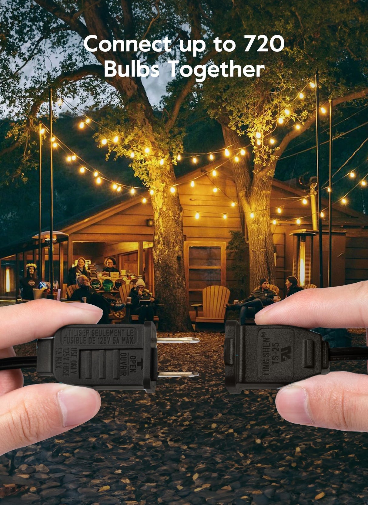 Brightown Outdoor String Lights - Connectable Dimmable LED Patio String Lights with G40 Globe Plastic Bulbs, All Weatherproof Hanging Lights for Outside Backyard Porch (50 ft - 25 LED Bulbs) Brightown