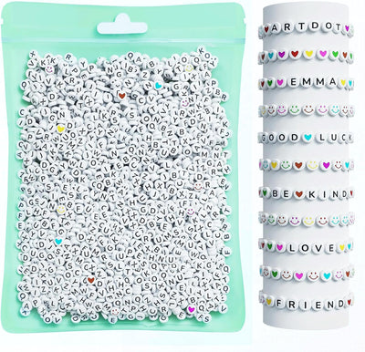 ARTDOT 800 Pieces Assorted Letter Beads for Friendship Bracelets Making Kit, 28 Styles Jewelry Making Supplies Alphabet Beads Set Preppy Crafts Art