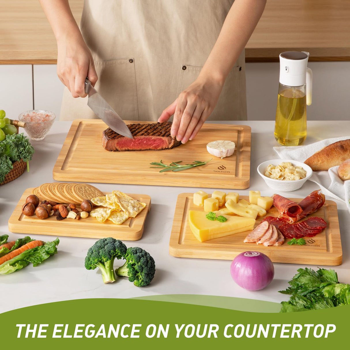 Bamboo Cutting Board Set Non Slip Feet Over Sink Kitchen Gadgets Seller 2024 First Apartment Essentials New Home Must Haves Things Stuff Accessories House Warming Decor Housewarming Hostess Host Gifts Socisen