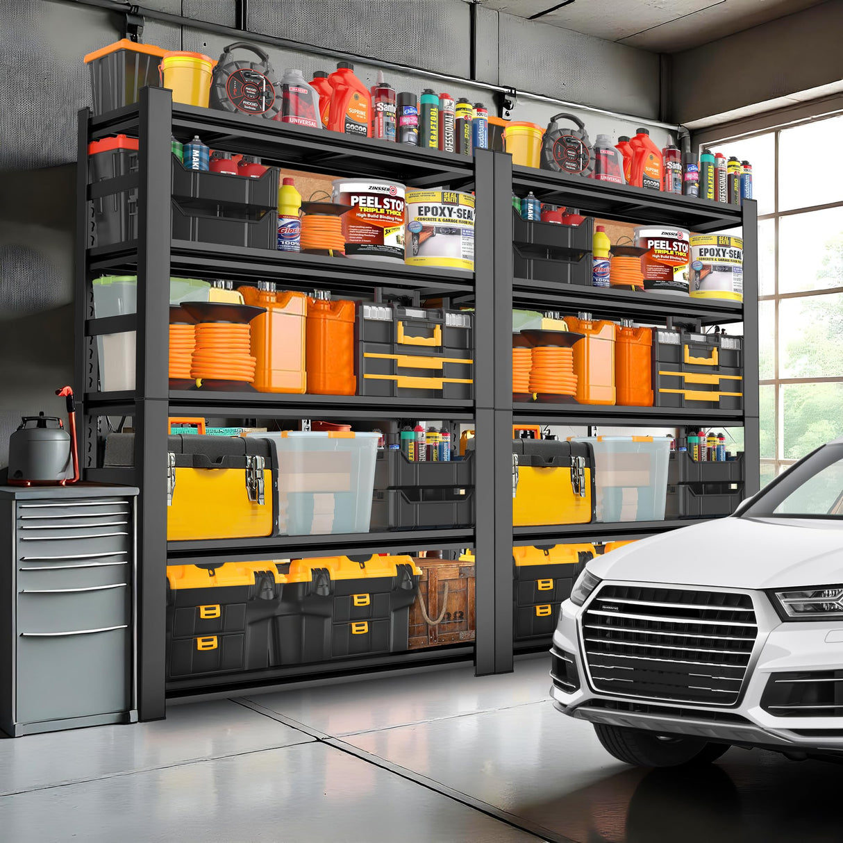 PRESTELION 72" H|35" W All-Metal Garage Shelving-Easy Assembly 5-Tier Shelving Unit|Heavy Duty Adjustable Shelf for Industrial,Warehouse,Basement,Black PRESTELION