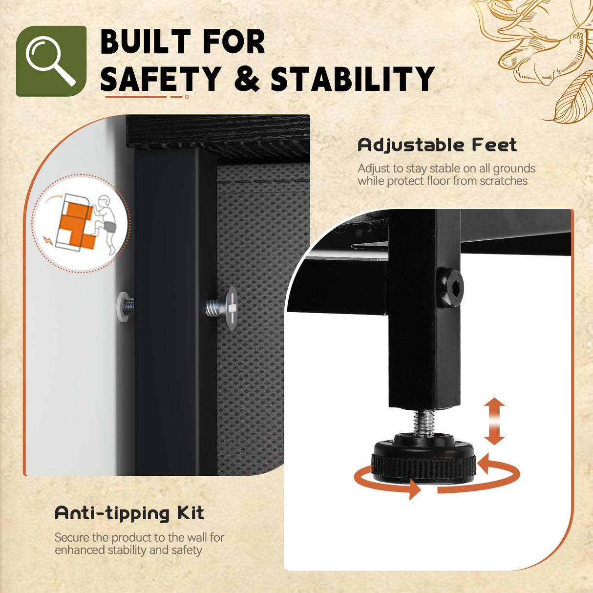 DWVO Dresser with 5 Drawers - Fabric Storage Tower, Organizer Unit for Bedroom, Living Room, Closets - Sturdy Steel Frame, Wooden Top DWVO