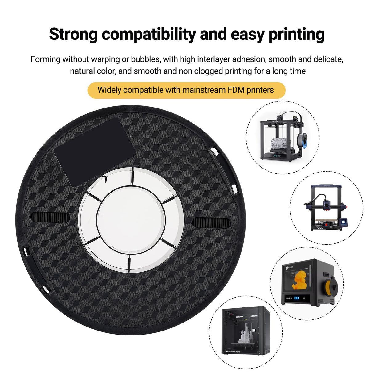 Kingroon Nylon 3D Printer Filament, Dimensional Accuracy +/- 0.03 mm, 1 kg Spool(2.2lbs), 1.75 mm, Black Kingroon