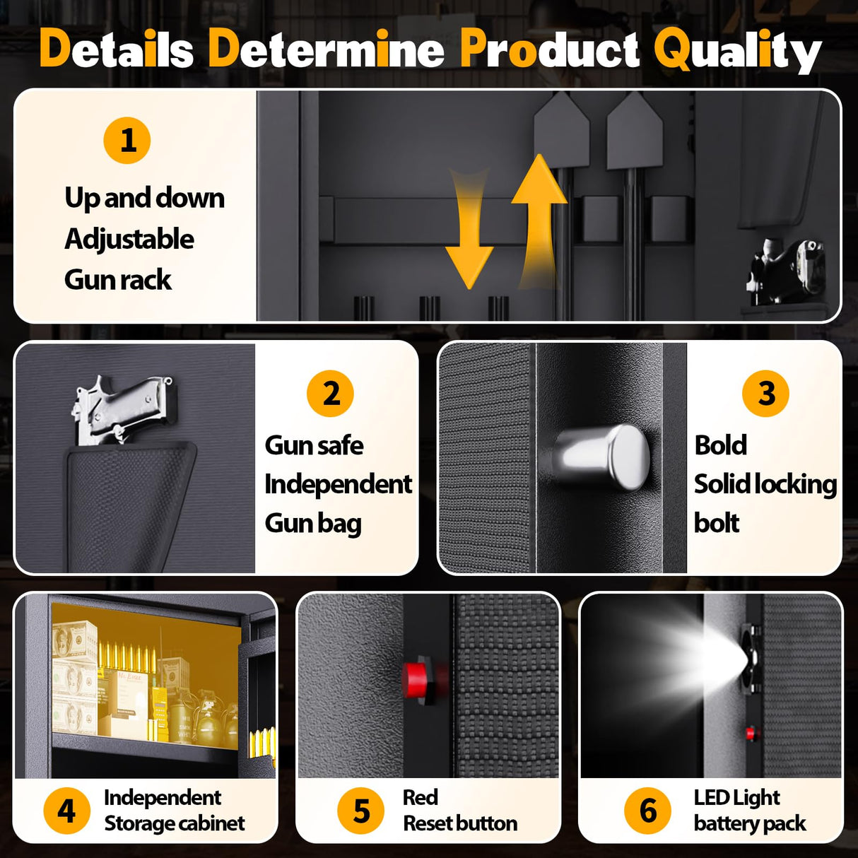 10-12 Gun Safe Biometric,Gun Safe for Rifles and Pistols No Assembly Required, Larage Gun Cabinet With 3 Pistol Pouches Alarm,Gun Locker for Shotguns Fingerprint Adjustable Shelves & Gun Racks FFVVGH