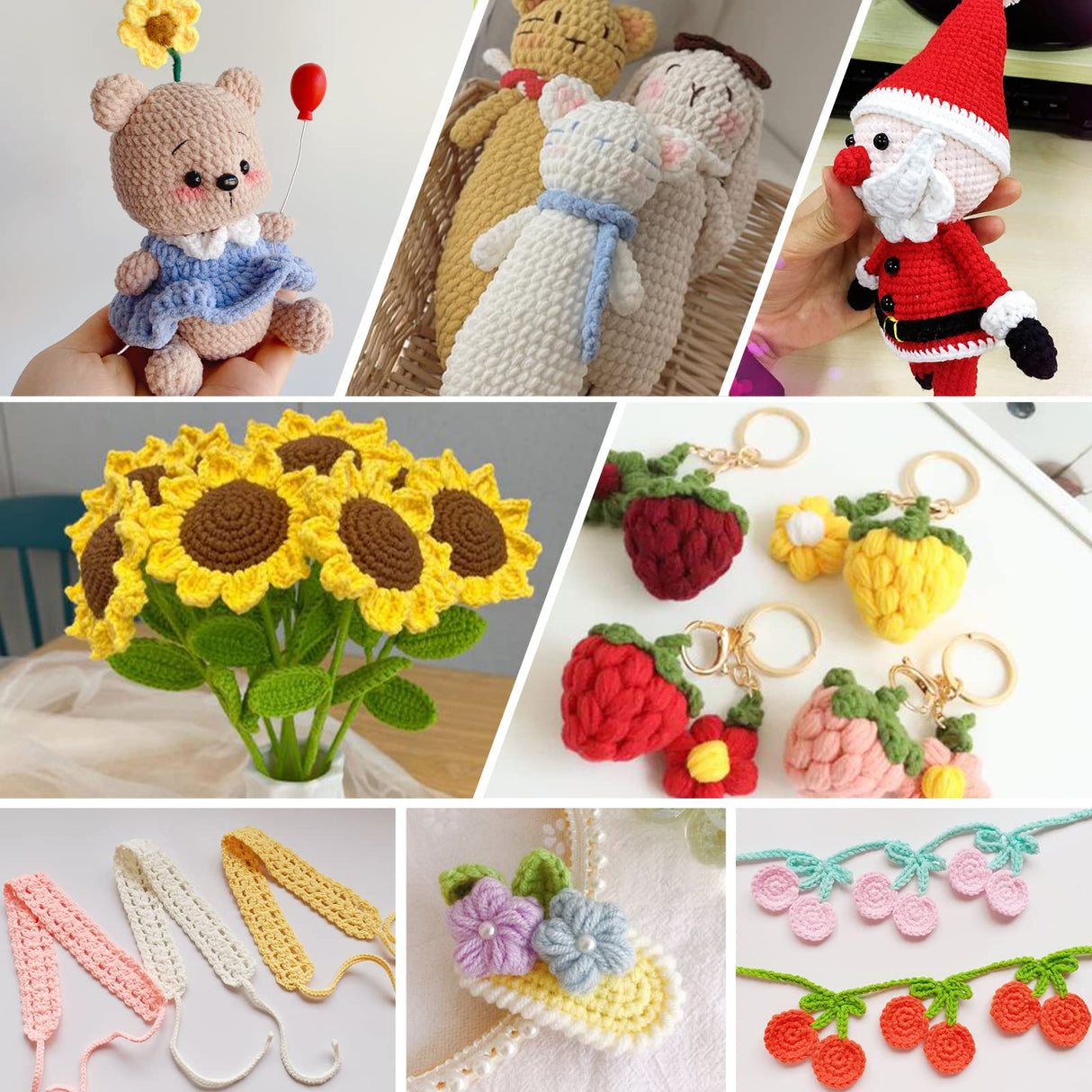 XSEINO Crochet Kit with Step-by-Step Video Tutorials,Premium Bundle Includes 12 Roll x50Yard Acrylic Yarn Balls, 12 Crochet Hooks, Crochet Bag and All Accessories Kit, Crochet Kit for Beginners XSEINO