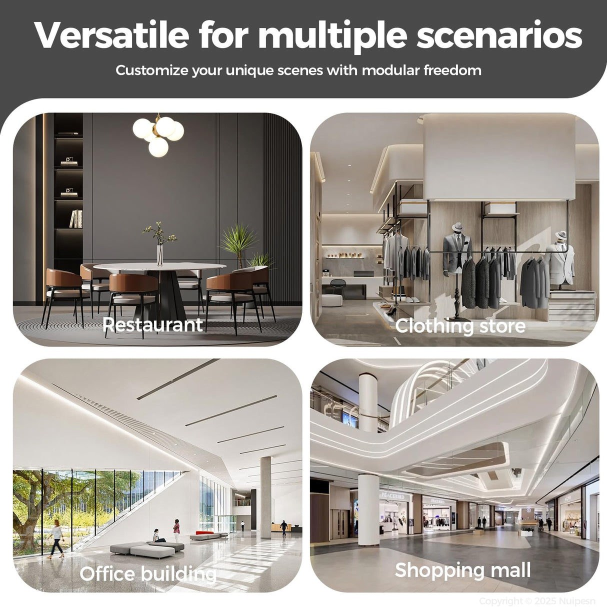 Nuipesn Modern Reception Desk Front Desk with LED Strip Lighting, Lockable Drawers, and Versatile Storage for Office, Checkout (Gray/Regular Type, 86.61" L*23.62" W*39.37" H) Nuipesn