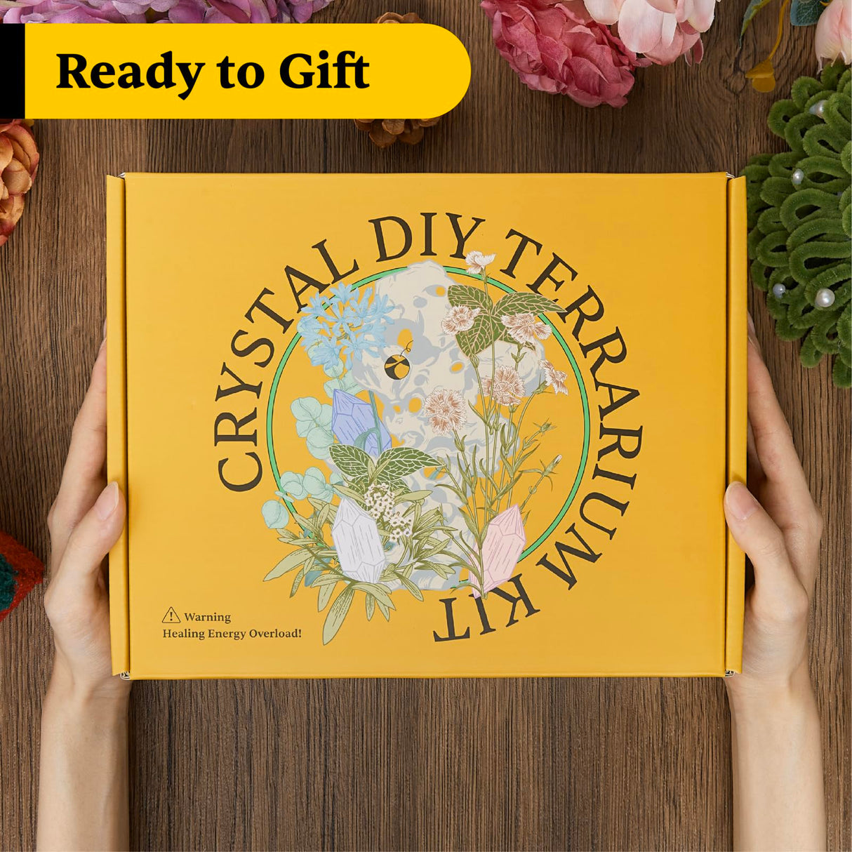 DIY Crystal Terrarium Kit– All-in-One Starter Kit with Moss, Pumice, Crystals, Coconut Coir, Gardening Tools & Decor | Healing Gift for Stress Relief | Plants & Crystal Lovers | Desk & Office Decor Terra Tales