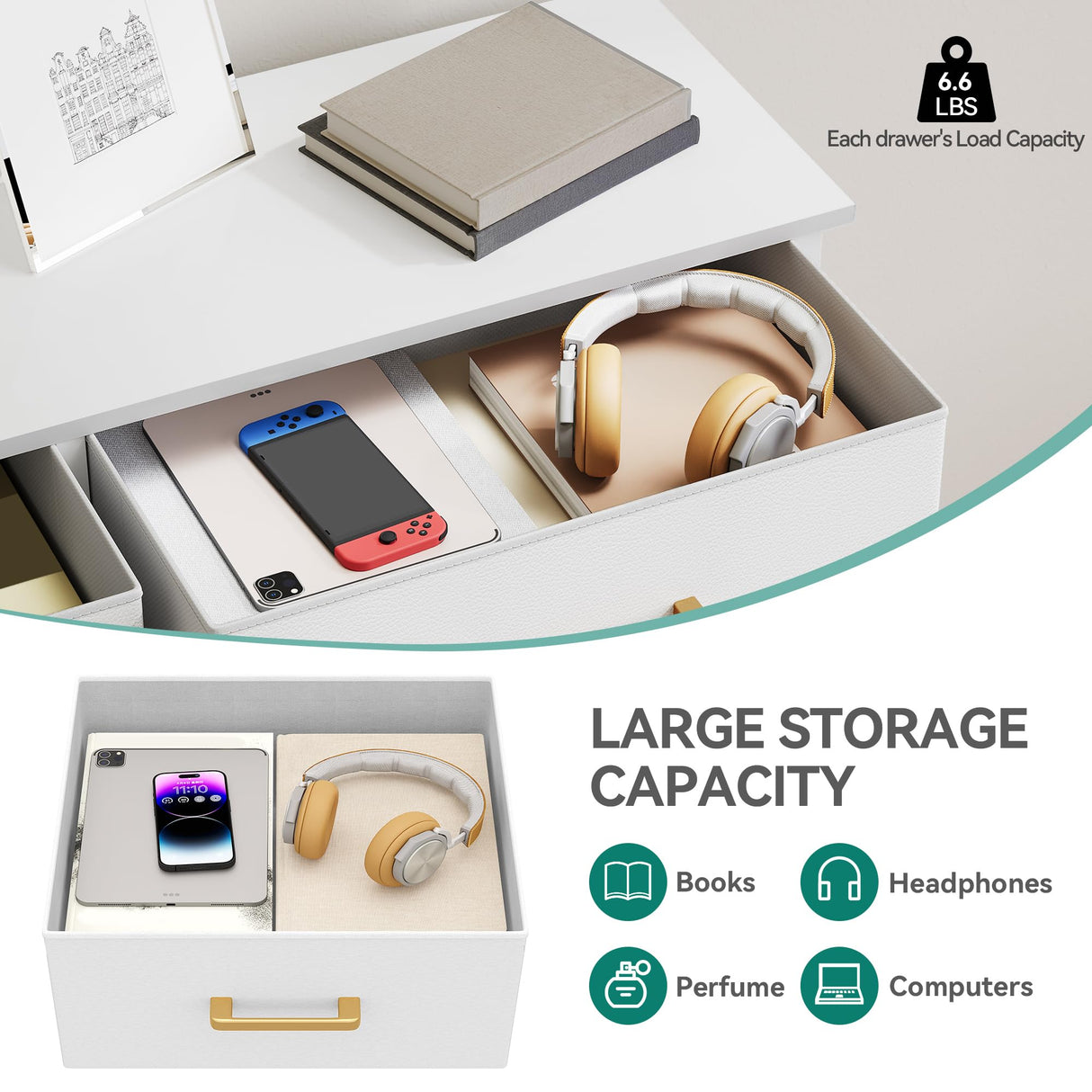 YITAHOME Fabric Dresser for Bedroom, Tall Storage Tower with 8 Drawers, Black Dresser & Chest of Drawers, Storage Drawer Organizer for Closet, Living Room YITAHOME