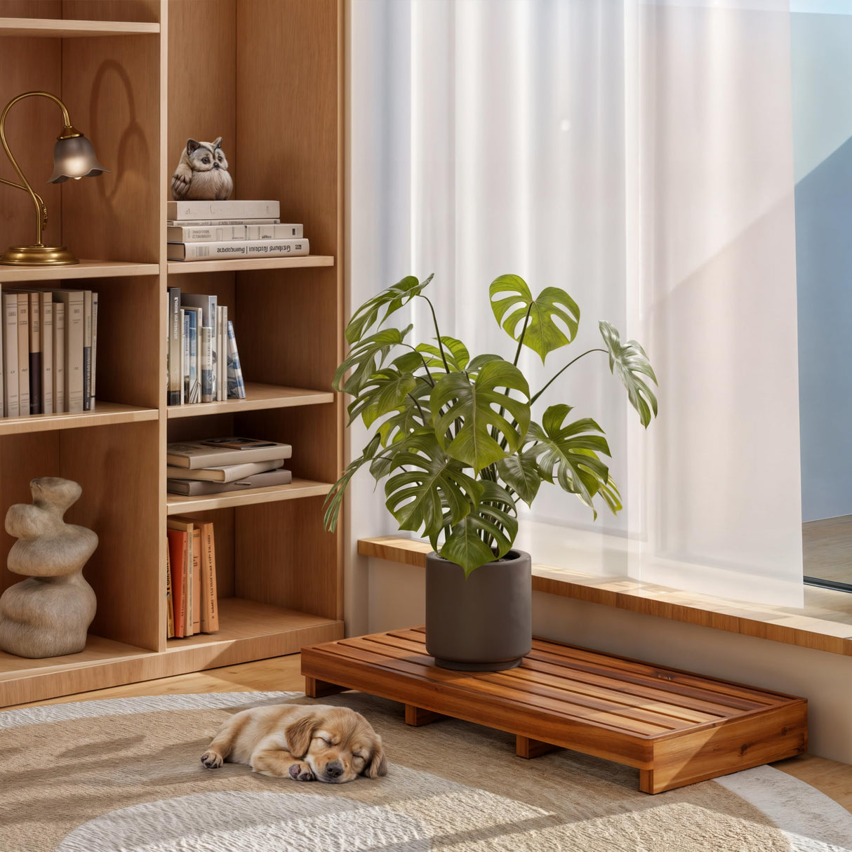 TINAMO One Step Stool for Elderly (35" Length) - Acacia Wood High Riser Step Stool with Non-Slip Pads - 550 Lbs Wooden Mobility Stepping Stools for Handicap, Bed, Bathroom, Kitchen (35" L x 16" W) Tinamo