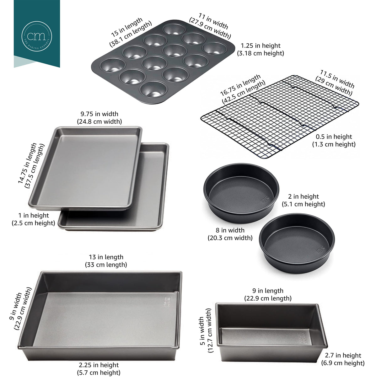 Chicago Metallic Professional Non-Stick 8-Piece Bakeware Set, Silver Chicago Metallic