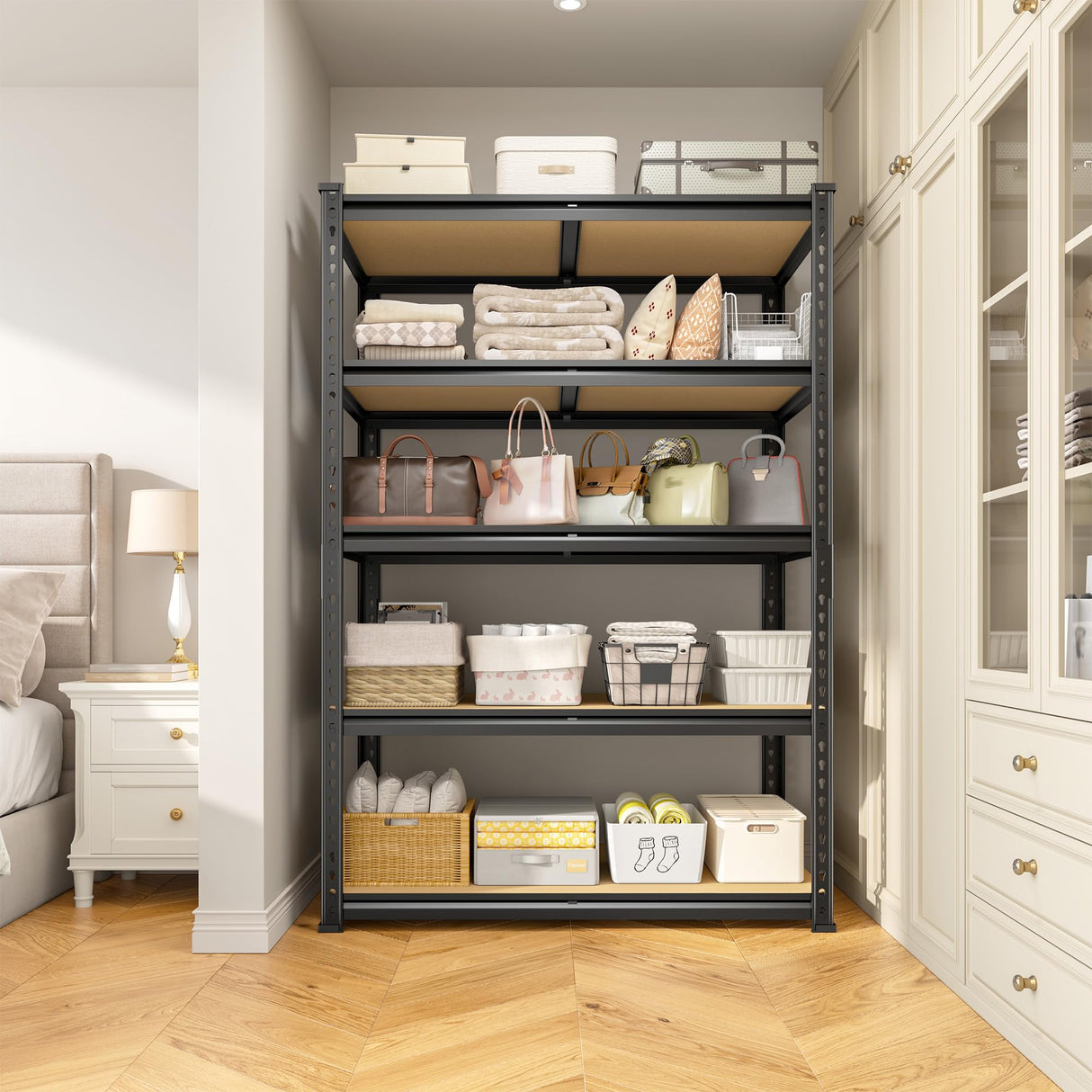 DurayLoly 5-Tier Storage Shelves, 1980LBS Adjustable Pantry Shelves, Metal Shelving Unit for Storage, Kitchen, Pantry, Closet, Laundry, Garage, 72.06" H x 35.55" W x 15.76" D DurayLoly