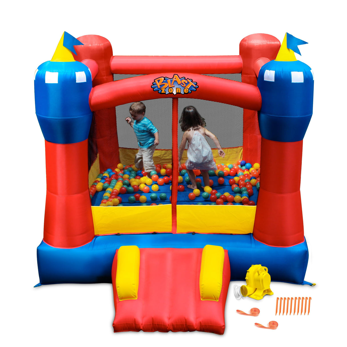 Blast Zone Magic Castle - Inflatable Bounce House with Blower - Premium Quality - Indoor/Outdoor - Portable - Sets Up in Seconds Blast Zone