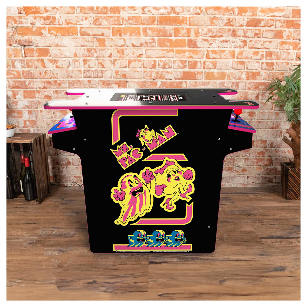 Arcade1Up Ms. PAC-MAN Head-to-Head Arcade Table with 12 Games, Multiplayer Control Panel, and 17-Inch Color LCD Screen, Black Series Edition ARCADE1UP