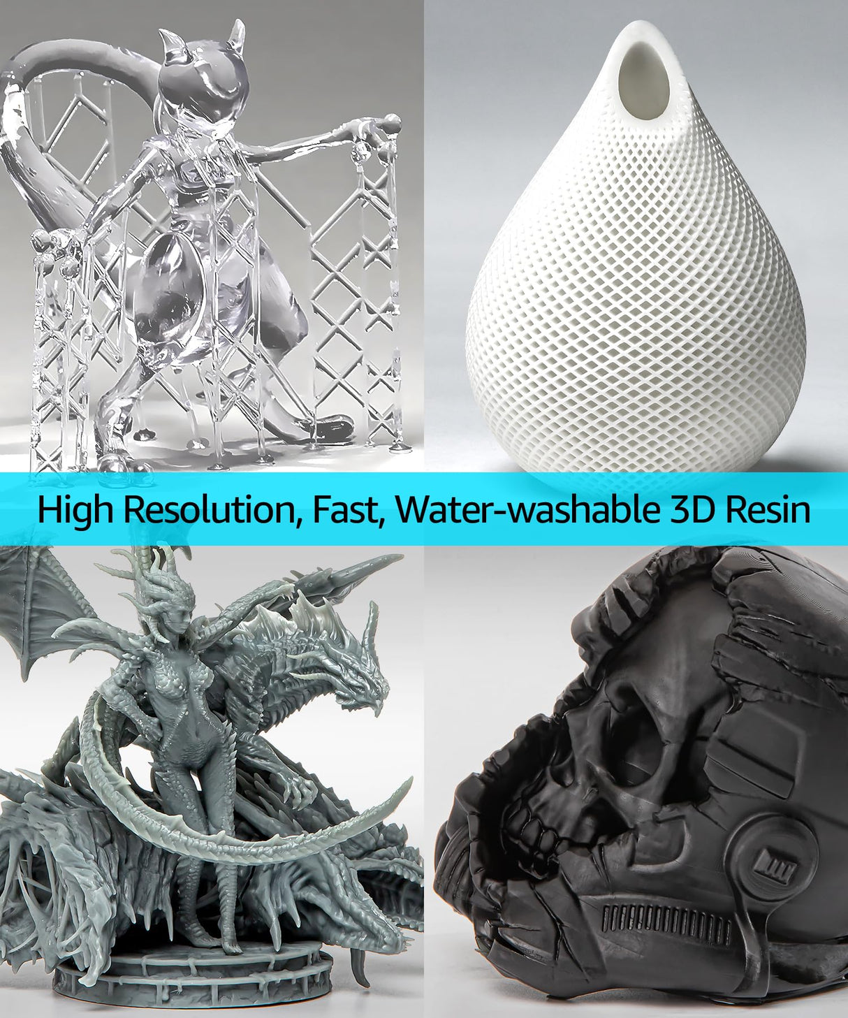 SuperFast 8K 3D Printer Resin Water Washable, 50um Print in 0.5 sec, Made in Korea by 3DMaterials (5000g, White) 3DMaterials