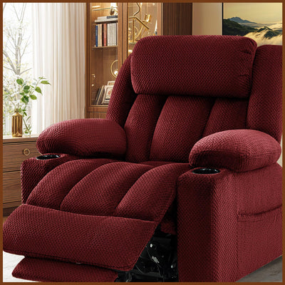 Gehtmnl Large-Wide Power Lift Recliner Chair for Elderly - Triple Motor Lift Chairs - Infinite Position Adjust - Power Headrest - Lift Assist & 180° Lay Flat - Soft Plush Flannel (Red)