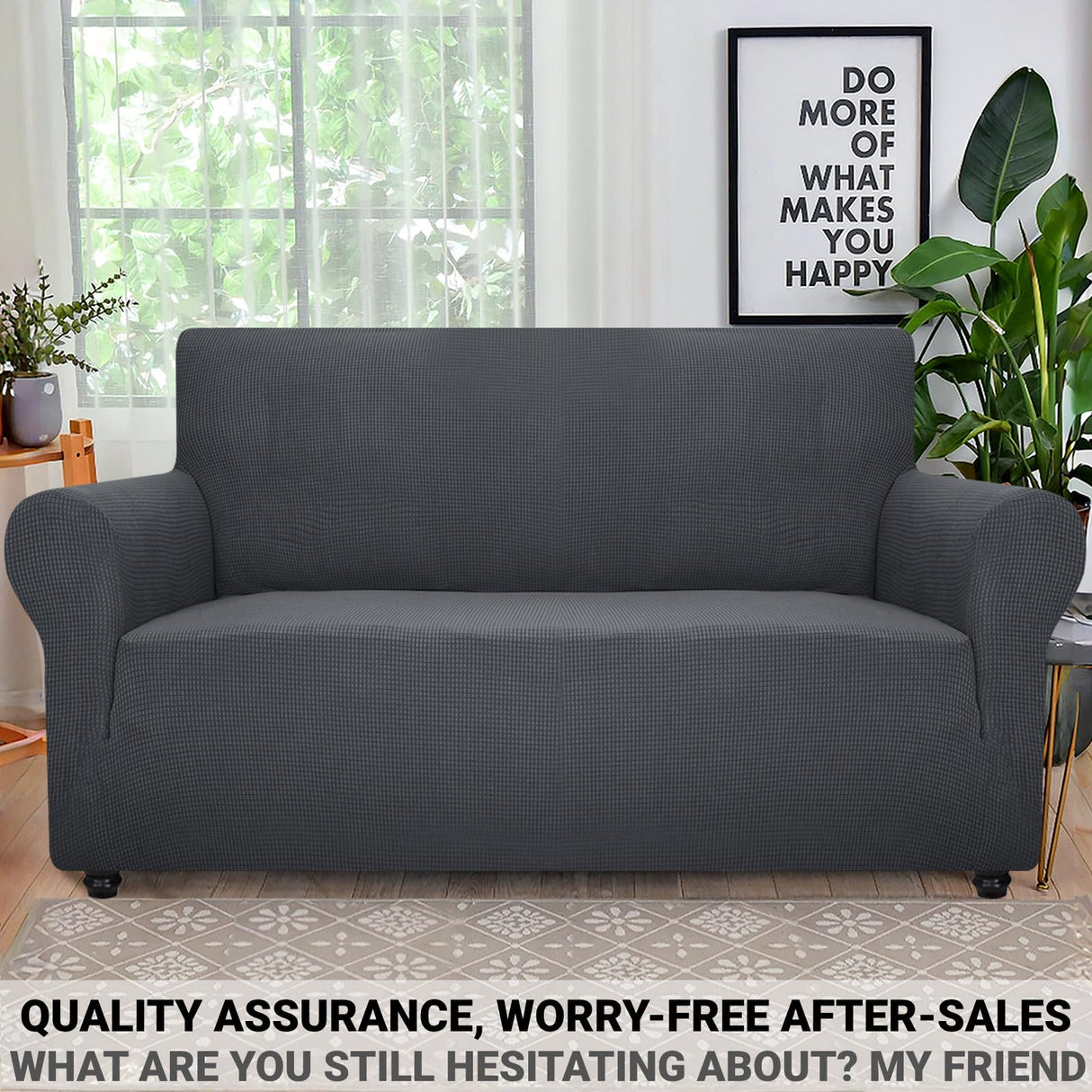 ZNSAYOTX Super Stretch Couch Cover Love Seat Sofa Covers for Living Room Dogs Pet Friendly Furniture Protector Spandex Loveseat Slipcovers with Anti Slip Foam Sticks (Dark Grey, Loveseat) ZNSAYOTX