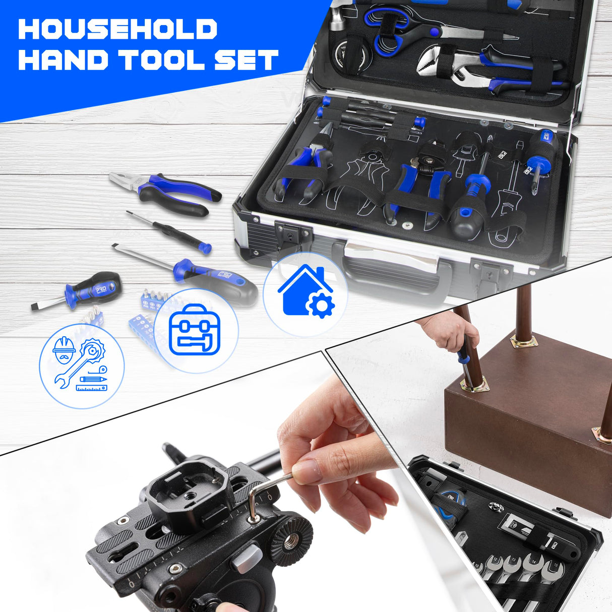 Prostormer Tool Set 259-Piece, Complete Hand Tool Kit with Heavy Duty Aluminium Tool Box, General Mechanic Toolbox for Home, Car, RV, Repair Shop Prostormer